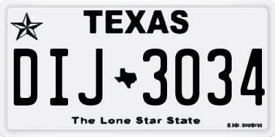 TX license plate DIJ3034