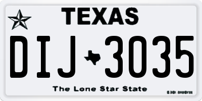 TX license plate DIJ3035