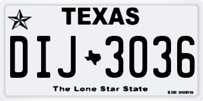 TX license plate DIJ3036