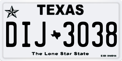 TX license plate DIJ3038