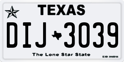 TX license plate DIJ3039