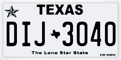 TX license plate DIJ3040