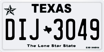 TX license plate DIJ3049