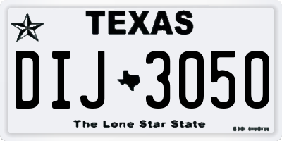 TX license plate DIJ3050
