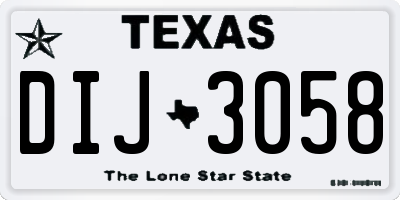 TX license plate DIJ3058
