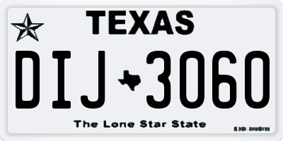 TX license plate DIJ3060