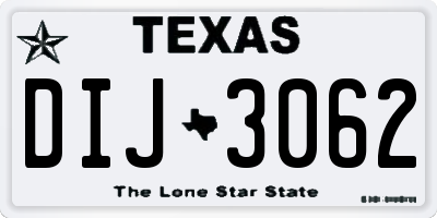 TX license plate DIJ3062