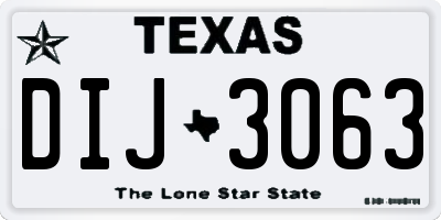 TX license plate DIJ3063