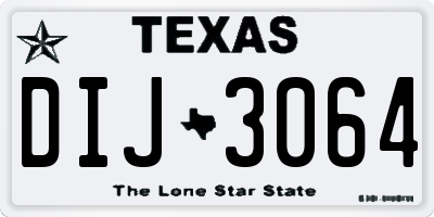 TX license plate DIJ3064