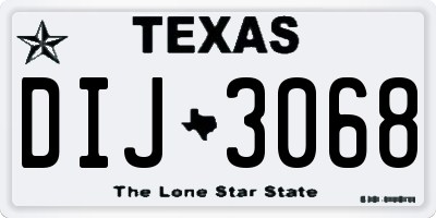 TX license plate DIJ3068