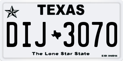 TX license plate DIJ3070
