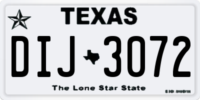 TX license plate DIJ3072
