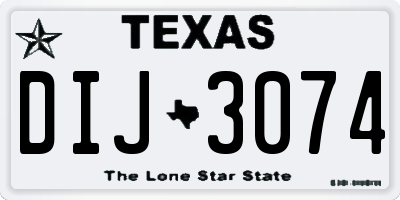 TX license plate DIJ3074