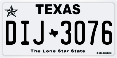 TX license plate DIJ3076