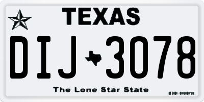 TX license plate DIJ3078