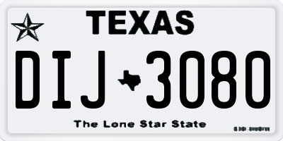TX license plate DIJ3080