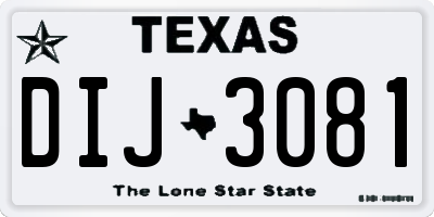TX license plate DIJ3081