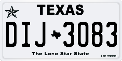 TX license plate DIJ3083