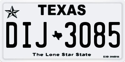 TX license plate DIJ3085