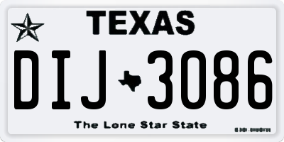 TX license plate DIJ3086