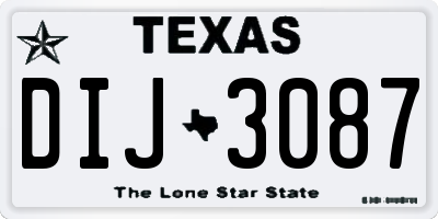 TX license plate DIJ3087
