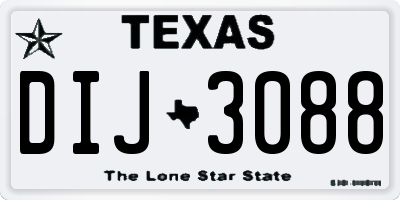 TX license plate DIJ3088