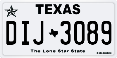 TX license plate DIJ3089