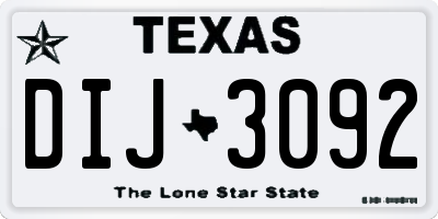 TX license plate DIJ3092