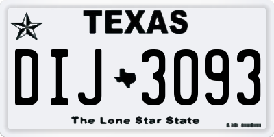 TX license plate DIJ3093