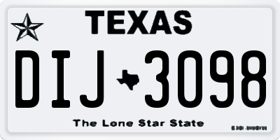 TX license plate DIJ3098