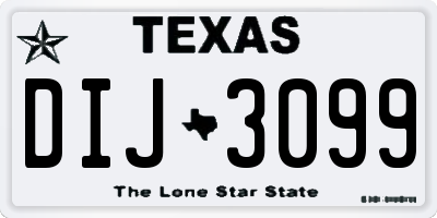 TX license plate DIJ3099