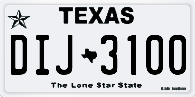 TX license plate DIJ3100