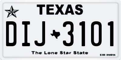TX license plate DIJ3101
