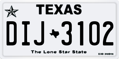 TX license plate DIJ3102
