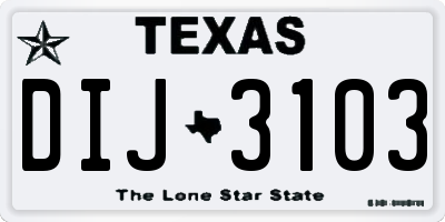 TX license plate DIJ3103