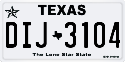 TX license plate DIJ3104