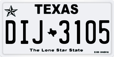 TX license plate DIJ3105