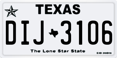 TX license plate DIJ3106