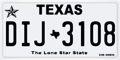 TX license plate DIJ3108
