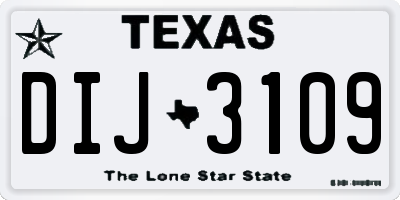 TX license plate DIJ3109