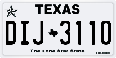TX license plate DIJ3110
