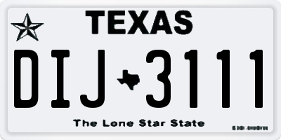 TX license plate DIJ3111