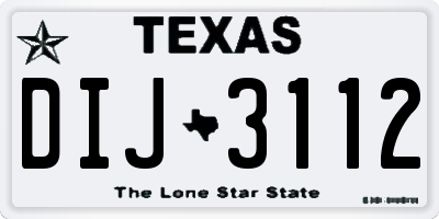 TX license plate DIJ3112