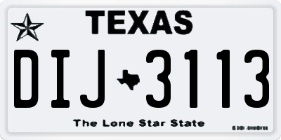 TX license plate DIJ3113