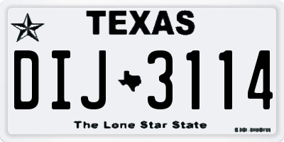 TX license plate DIJ3114