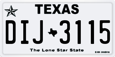TX license plate DIJ3115