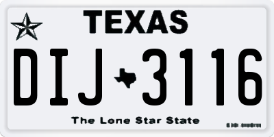 TX license plate DIJ3116