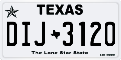 TX license plate DIJ3120