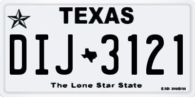 TX license plate DIJ3121