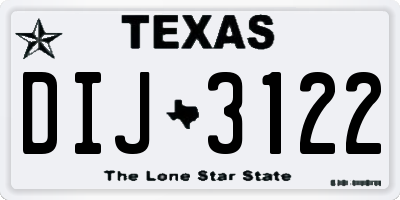 TX license plate DIJ3122